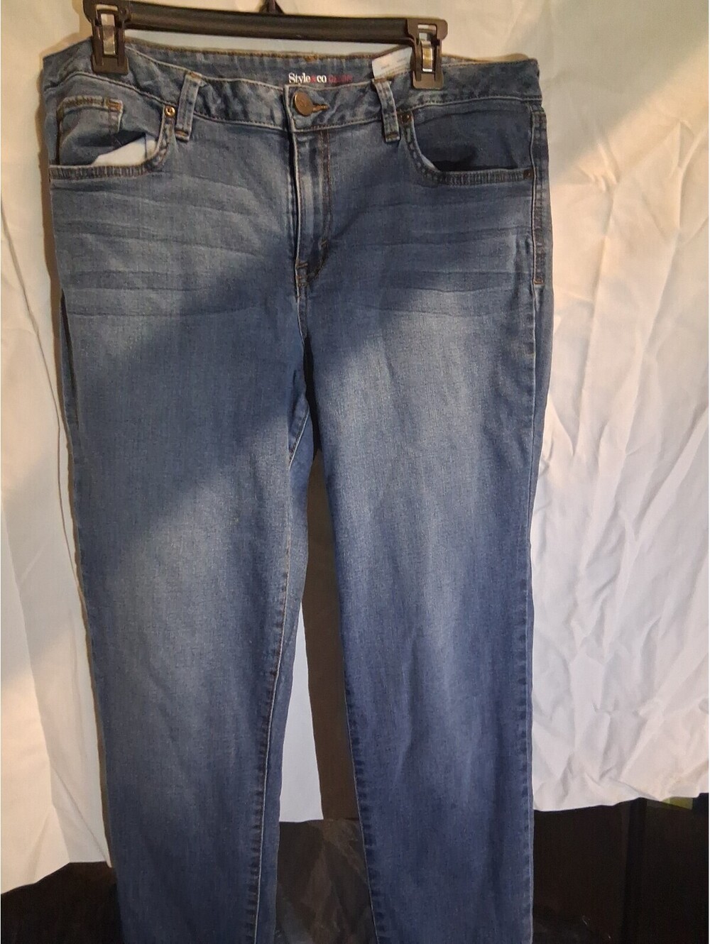Style & Co Women’s Elastic Waist Blue Denim Stretch Jeans Jegging Size 16 G2